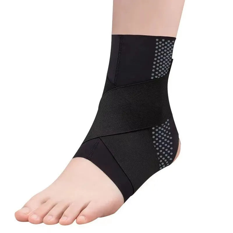 Adult ankle support protector in Lycra material showing black and skin colour options
