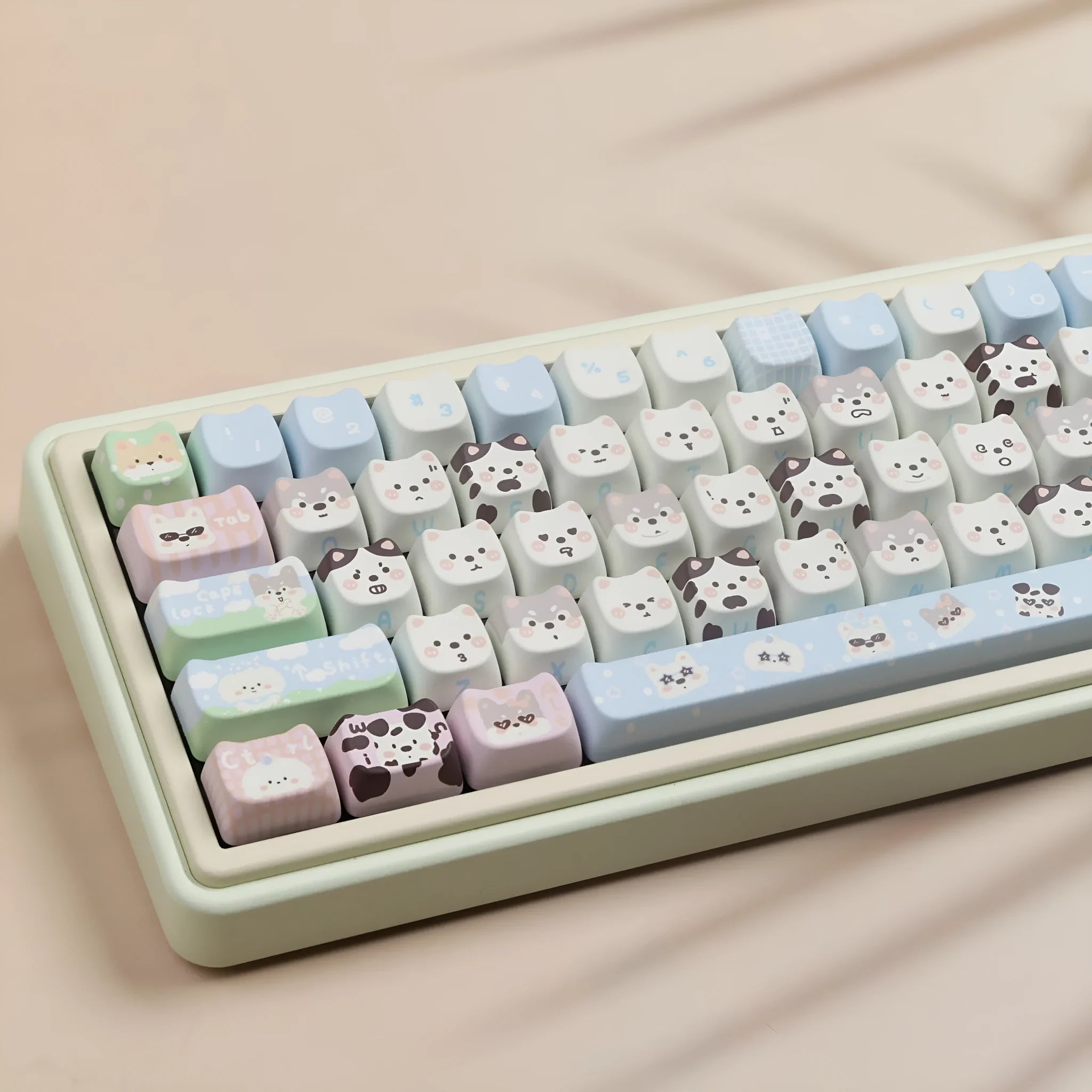 PBT sublimation key cap full set with colourful puppy design for mechanical keyboards