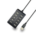 10-port USB 2.0 hub with indicator light for computer connectivity