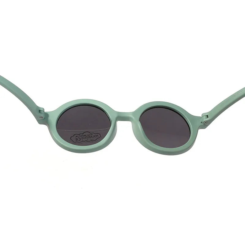 Children's silicone sunglasses with round frame and polarized lenses for 0-3 year olds