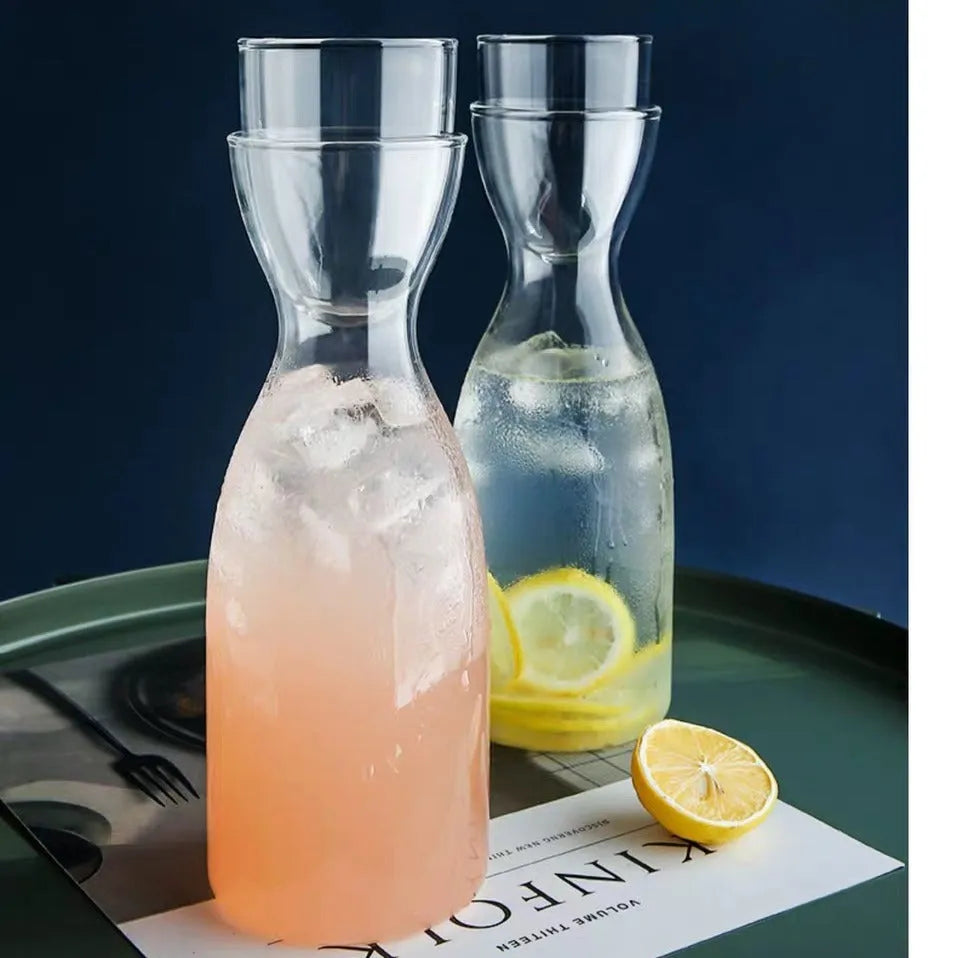 Transparent glass kettle and water cup set, Nordic style cold kettle for juice, milk and scented tea