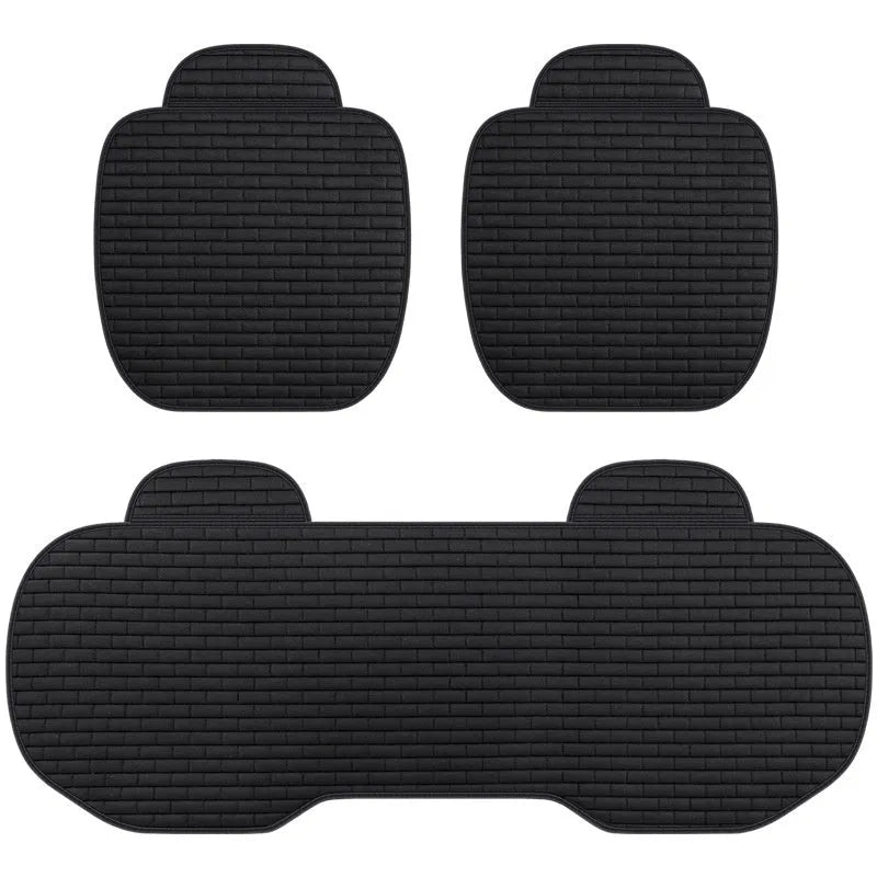 Linen car seat cushion three-piece ventilated seat protective pad with sponge filler in black, grey, brown or beige