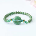 Natural emerald green jade bracelet with safety buckle and 6mm star-shaped beads