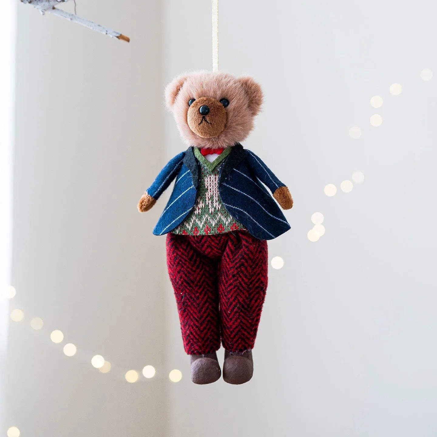 Cartoon plush bear doll couple in suit plaid design showing gentleman bear and princess bear options