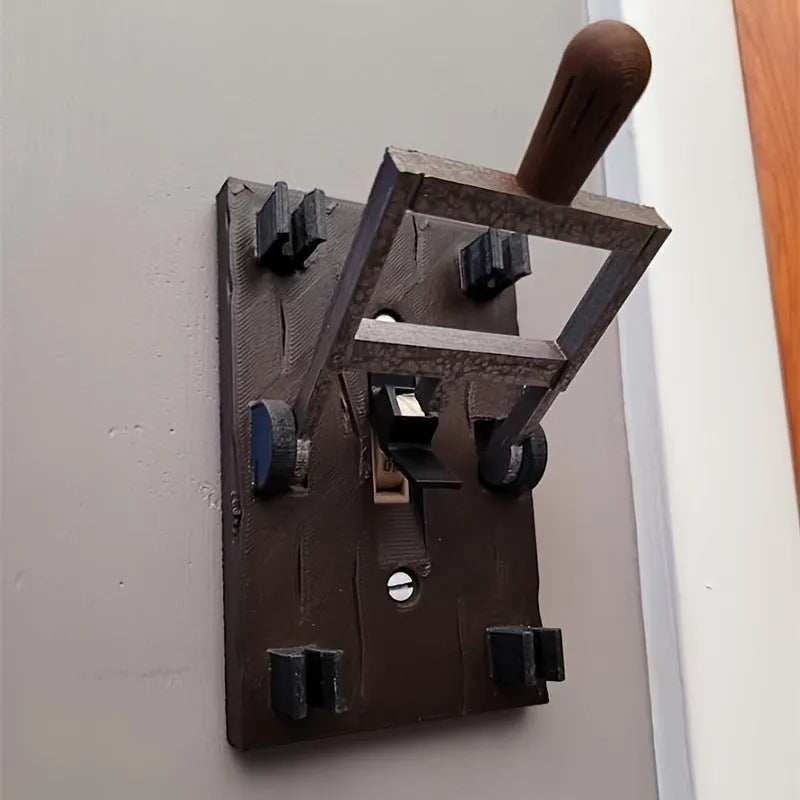 A retro-styled single-gang mechanical light switch plate for American standard exposed installation.