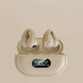 Bone conduction Bluetooth headset with ear clip design in black, white, or khaki colours