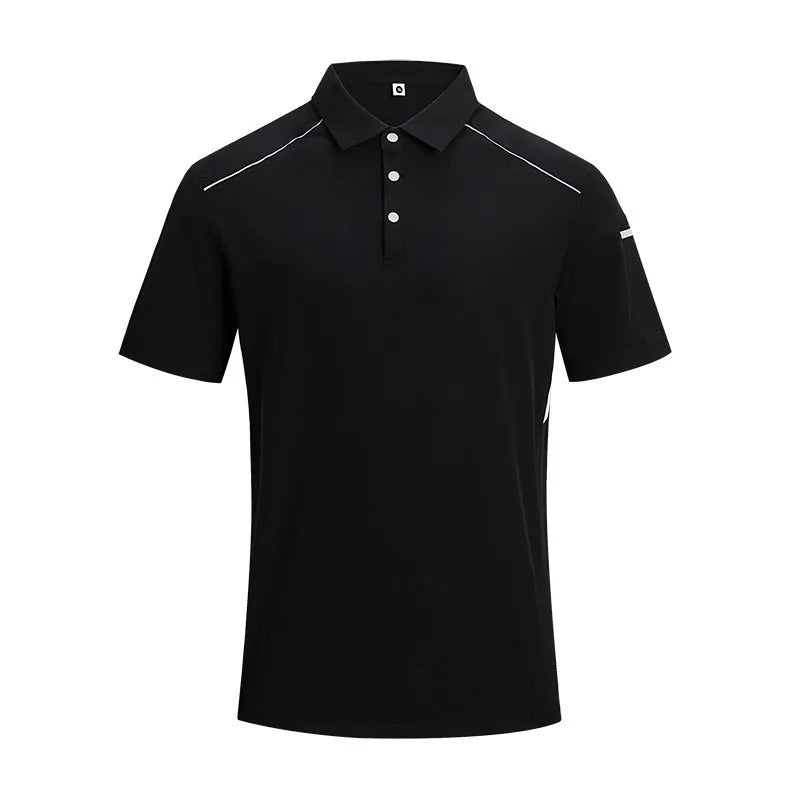 Men's short sleeve work shirt with ice-feeling quick-dry technology in silver, dark navy and black colours