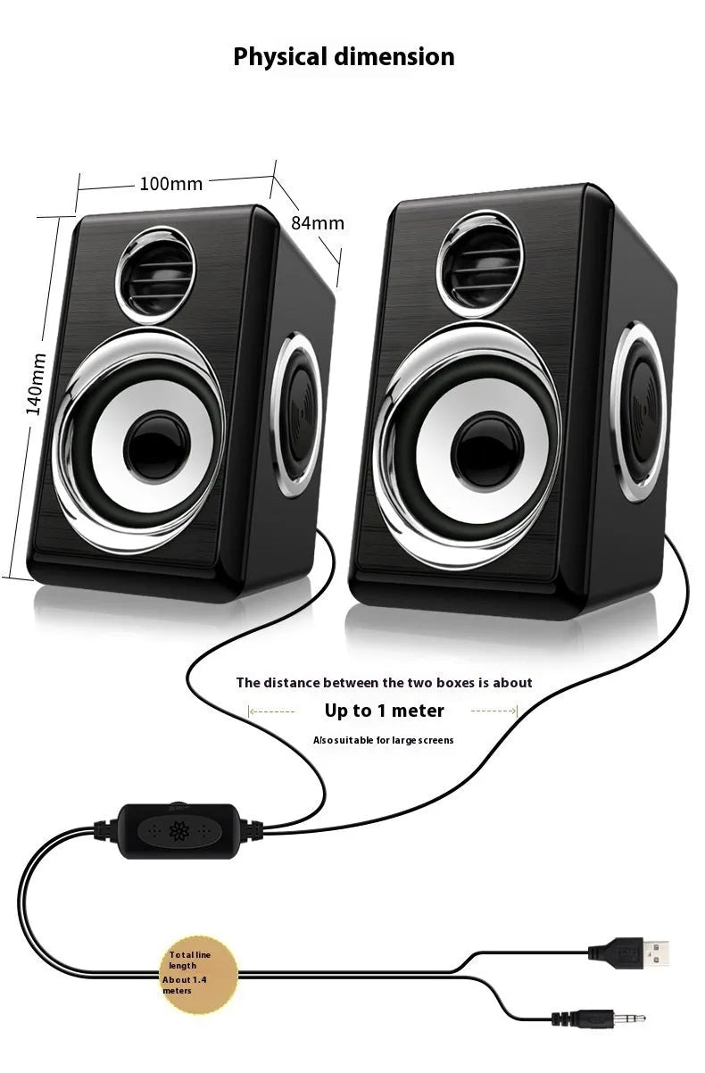 Small Portable Mini Speaker Laptop Audio Table Extra Bass USB Powered 32 Ohm 2 Channel Speakers Black Silver White Green 84x100x140mm for Home Use