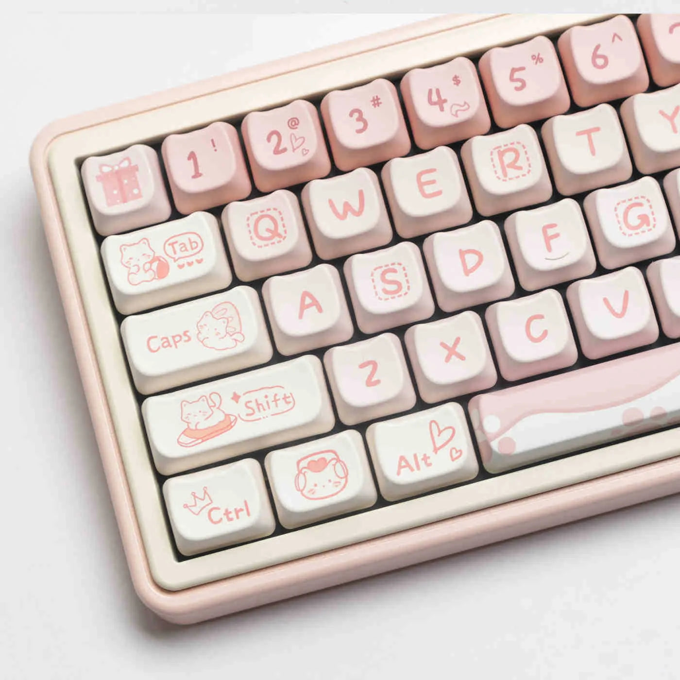 Full set of PBT dye-sublimated key caps for mechanical keyboard, showing vibrant colours and over 98 keys.