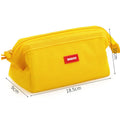Large canvas pencil case with double zipper in yellow, black and dark blue colour options