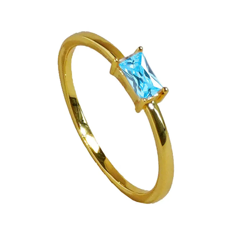 Sapphire blue zircon geometric women's ring with oval and love heart shapes on copper base