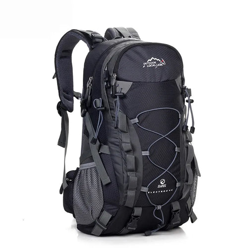 Green outdoor sports backpack with 20-35L capacity for hiking and camping activities