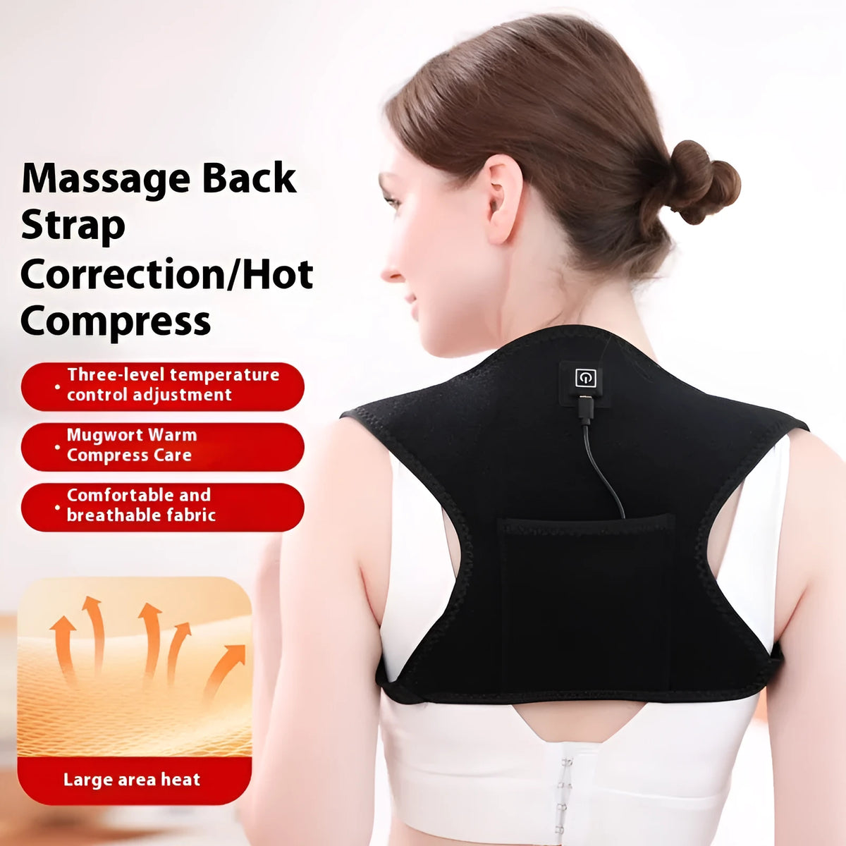 USB powered moxibustion hot compress heating shoulder pad strap for cold-proof physiotherapy shoulder relief, head and neck support style