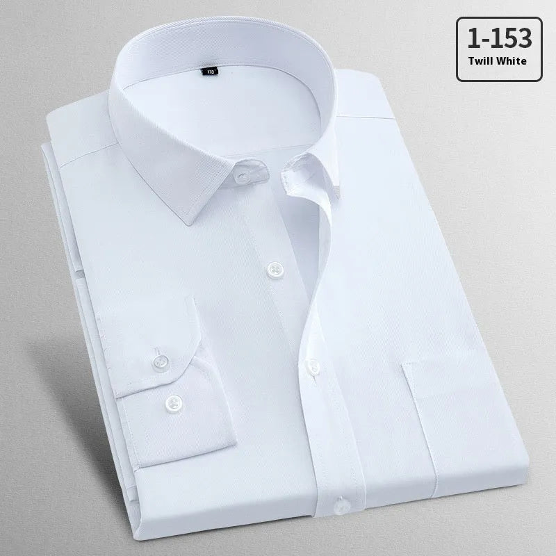 Men's long sleeve linen business shirt in pink diagonal pattern and solid red colour options