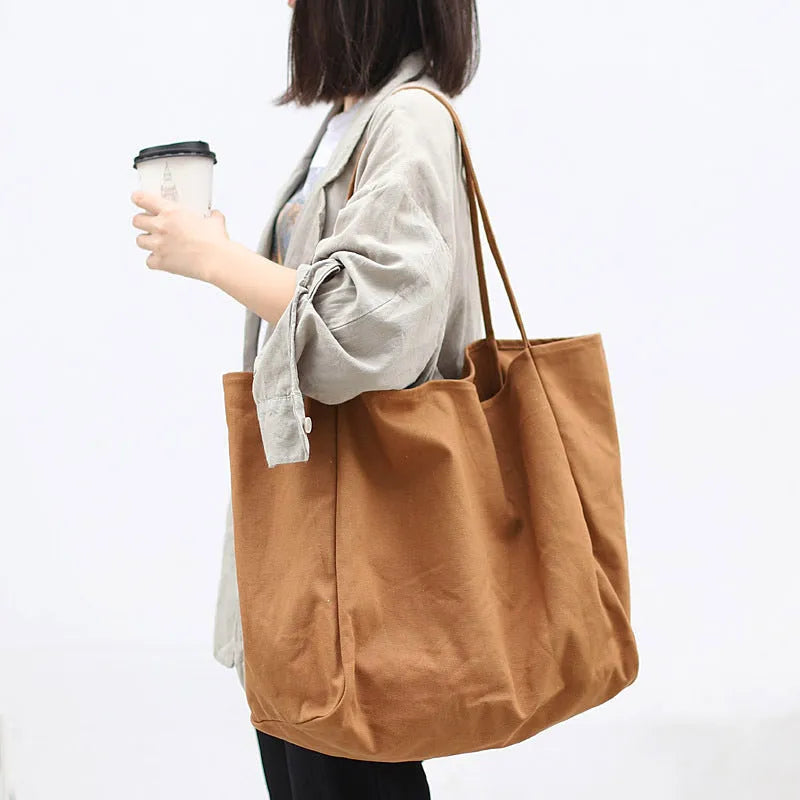 Mori artistic canvas shoulder bag in green black brown or creamy white with double straps and phone pocket