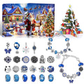 24-grid Christmas advent calendar in flip vertical blue with zinc alloy finish and bracelet blind box