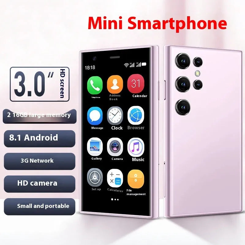 S23PRO XS15 mini smartphone with 30cm screen in black, green, or pink purple colour options