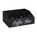 Wooden grid coffee pod storage box with compartments for remote control and stationery in black
