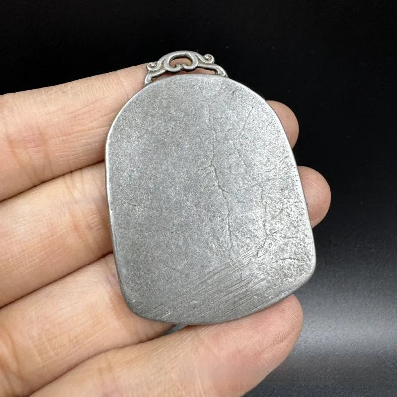 Antique iron pendant ornament with Chinese geometry and Aryaacalanatha Yamantaka design