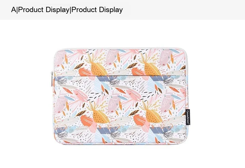 White waterproof PU leather 14 inch laptop inner bag showing its slim sleeve design.