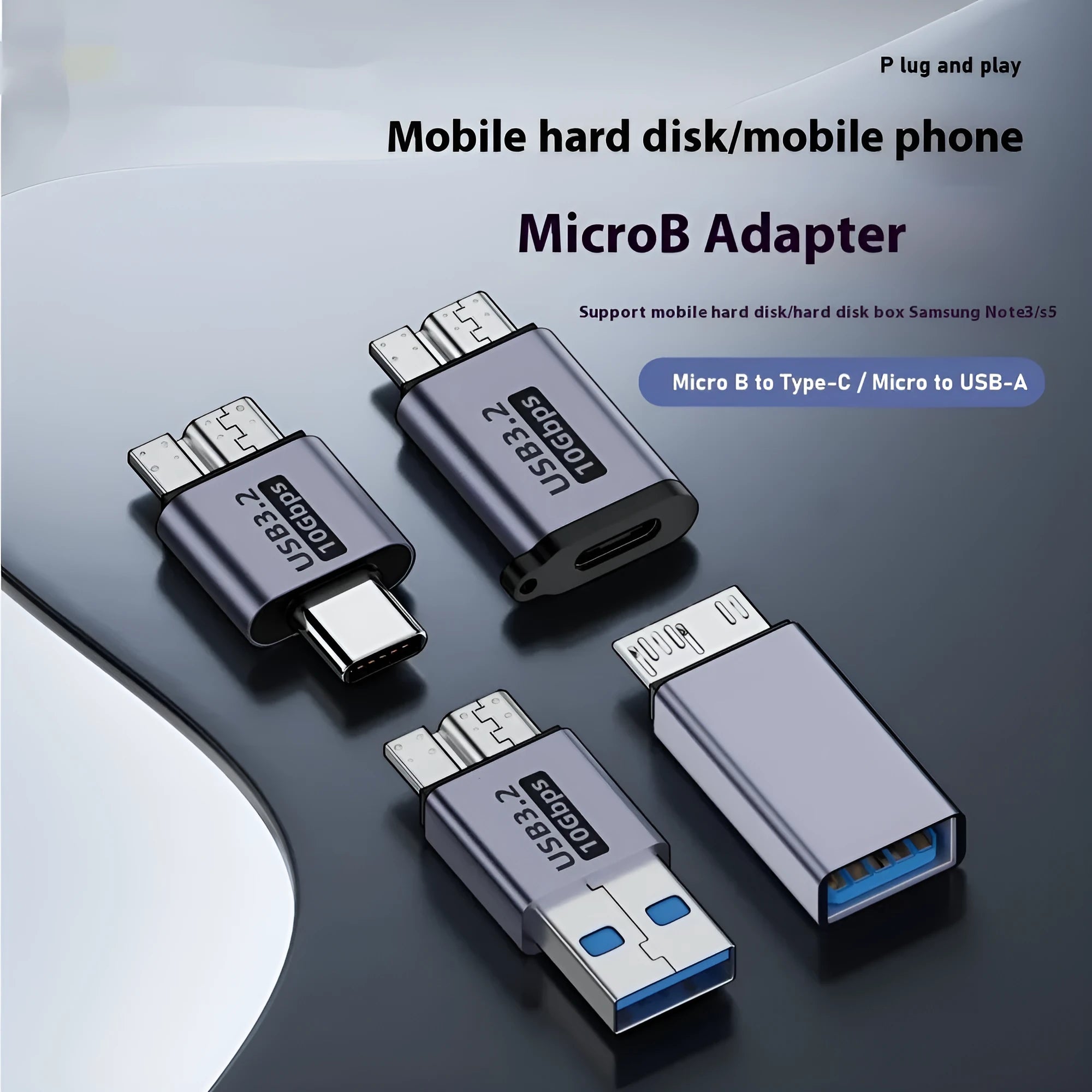 USB AM to Micro-B adapter connector for Micro-B interface devices