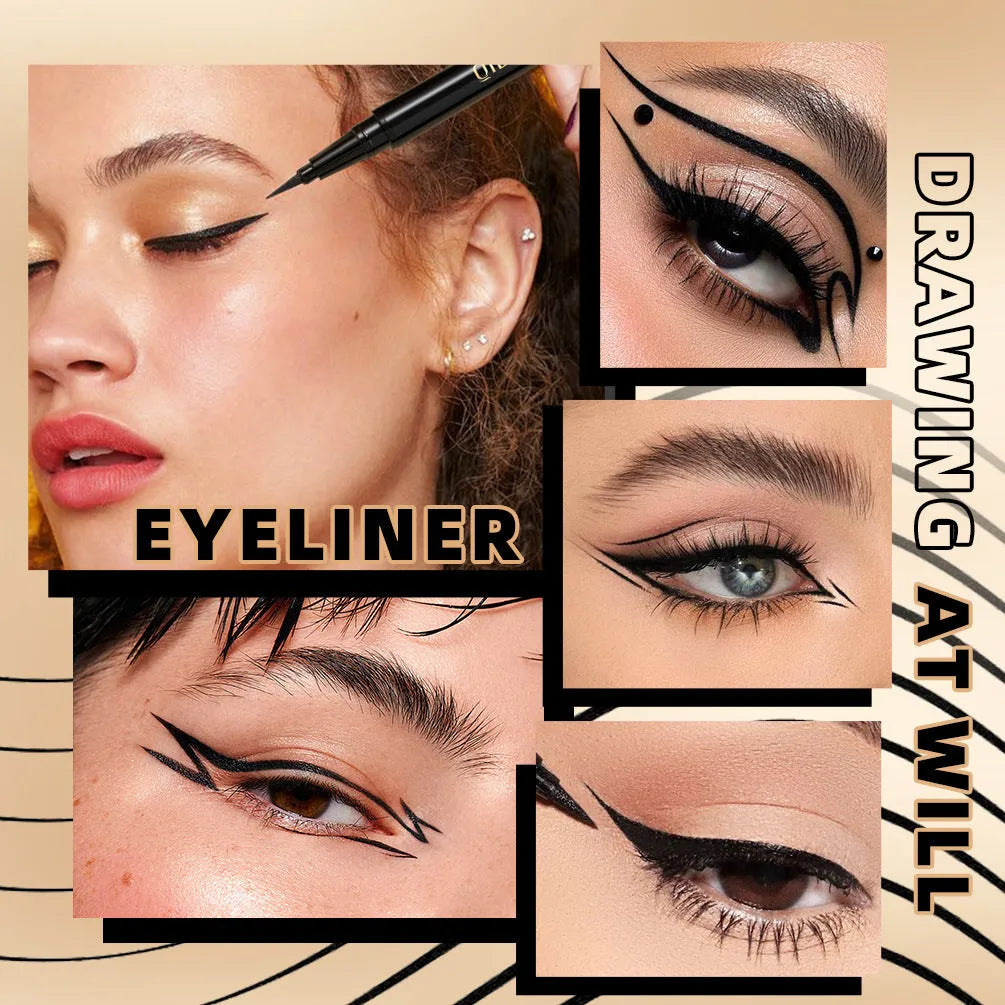 Black liquid eyeliner pen with sweat-proof and quick-drying properties