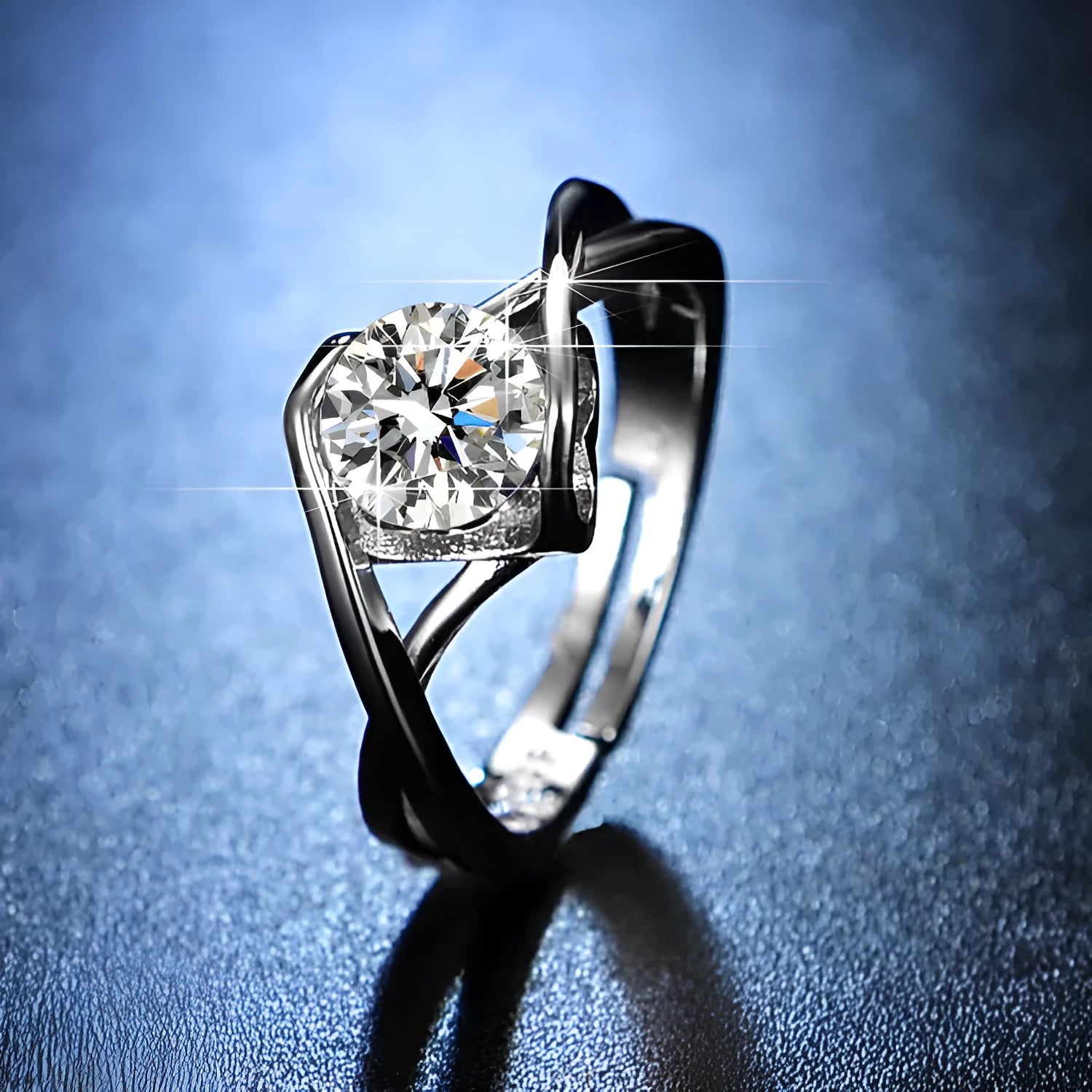 Moissanite 1 karat Angel Kiss Ring white gold colour heart shape adjustable opening women