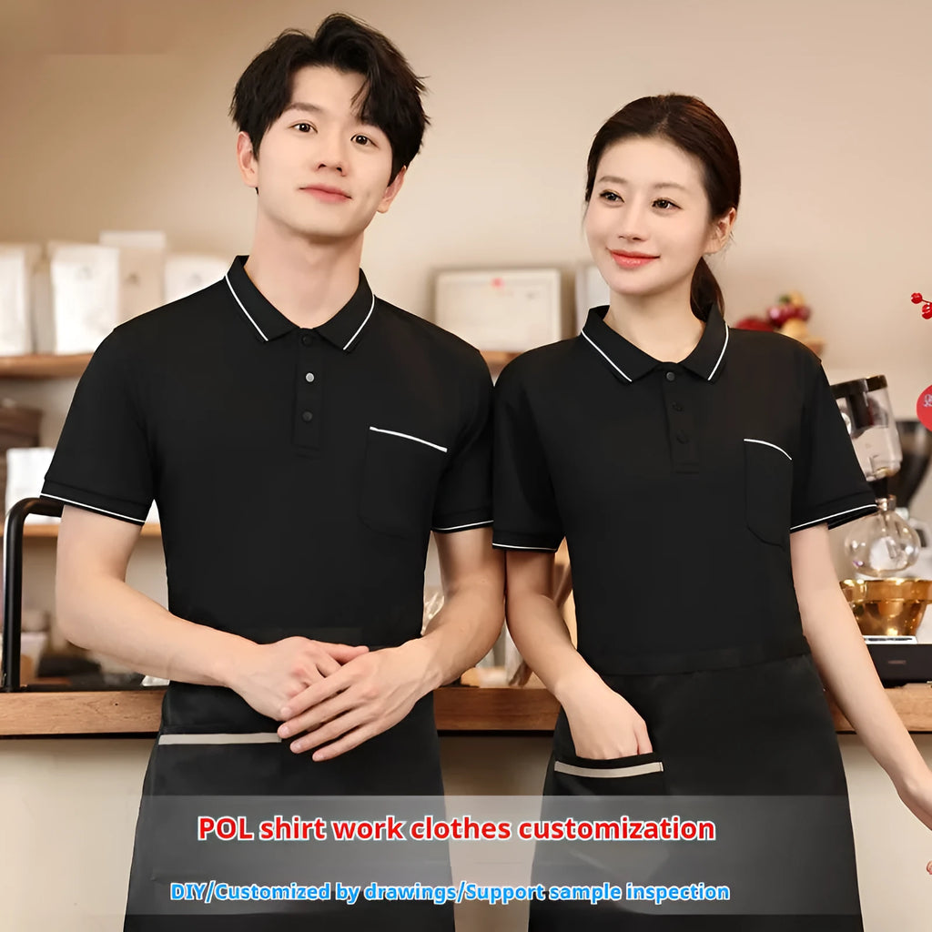 Lapel collar short sleeve polo shirt with chest pocket in stretch spandex fabric