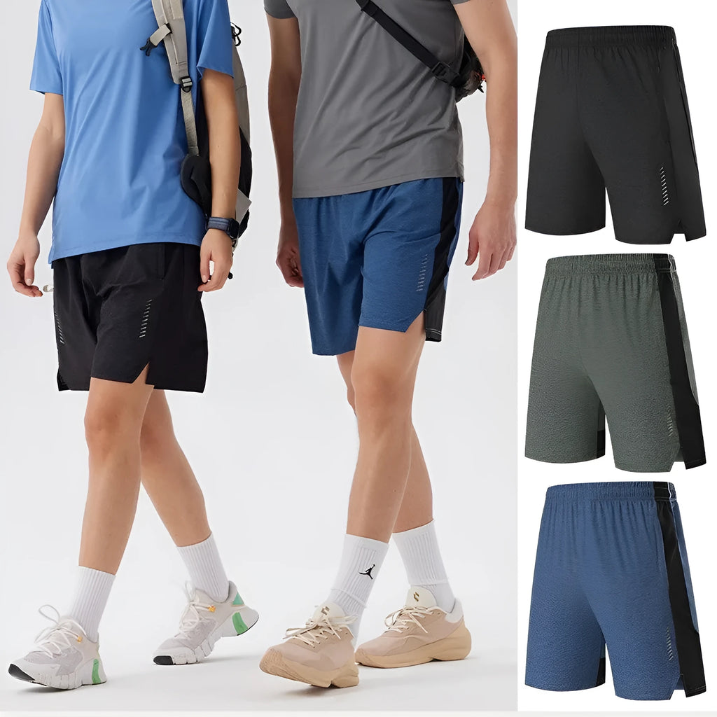 Men's forest green spandex casual shorts with a mid-waist and short-length fit.