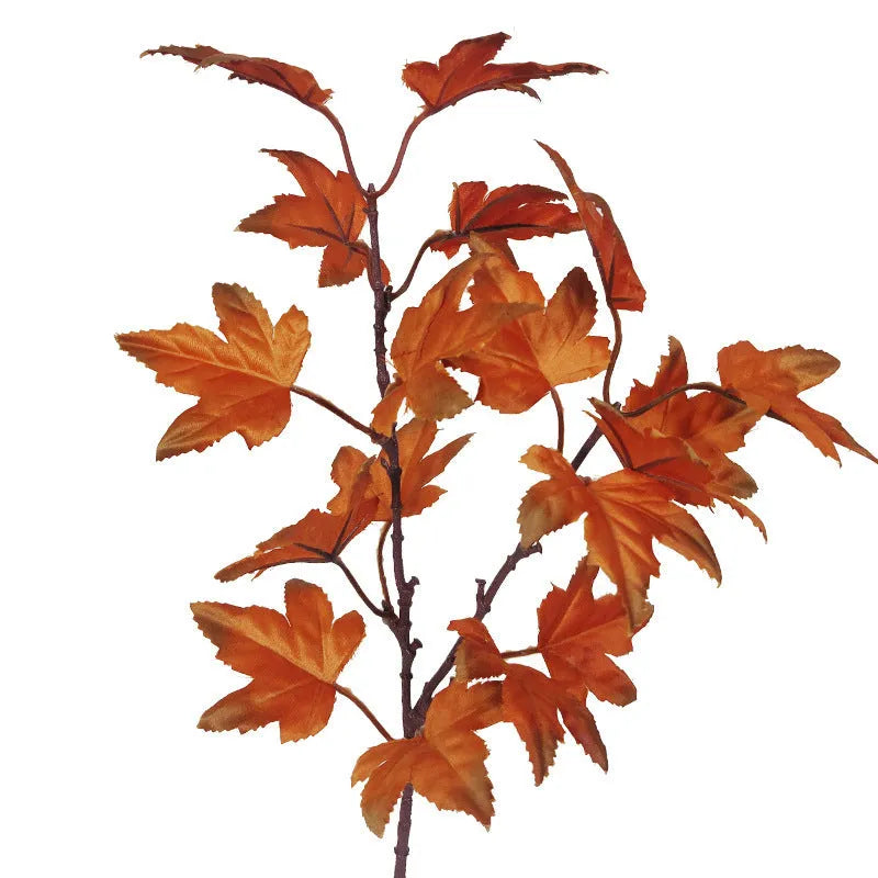 39cm artificial maple leaf stem in autumn brown, orange, green or yellow for indoor flower arrangements