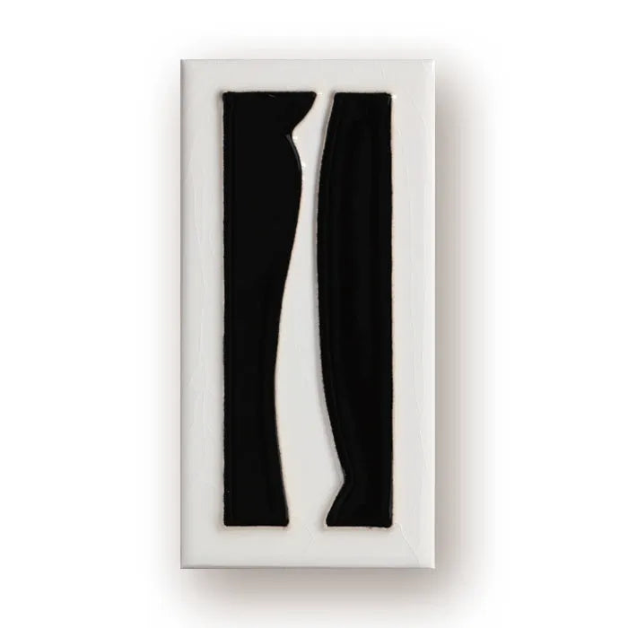 Handmade retro ceramic doorplate with enamel art number, measuring 76 by 152mm.
