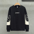 Loose round neck long sleeve t-shirt in beige with letter print, for teenagers spring casual wear