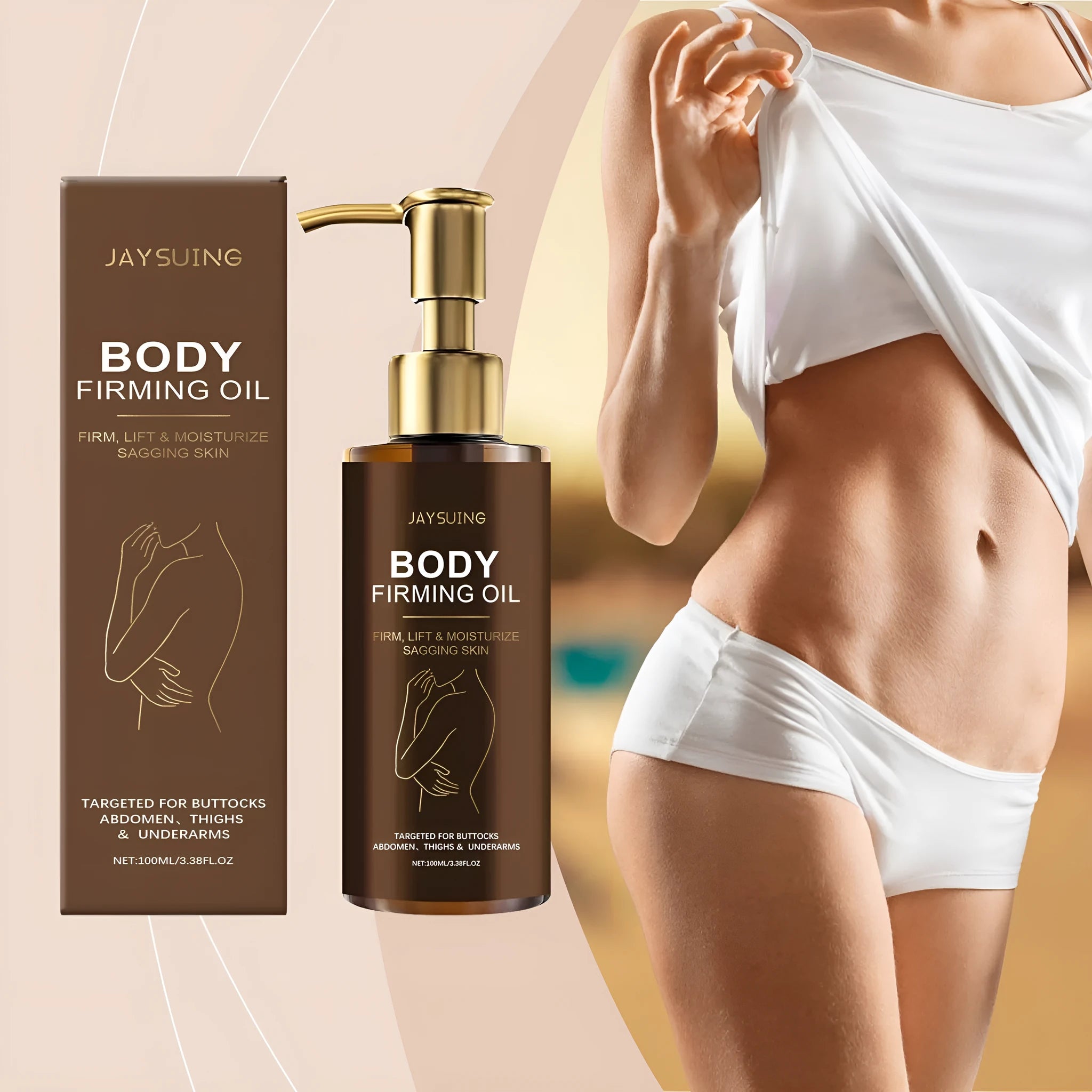 100ml bottle of nourishing firming body oil with hyaluronic acid and vitamin E