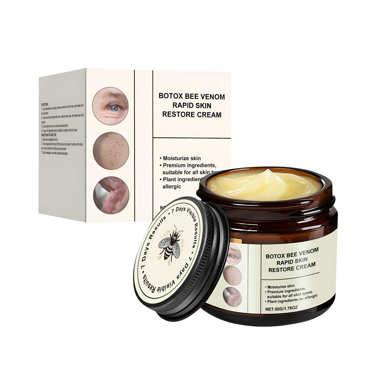 50g pot of anti-ageing skin care cream with bee venom and acetyl hexapeptide-8