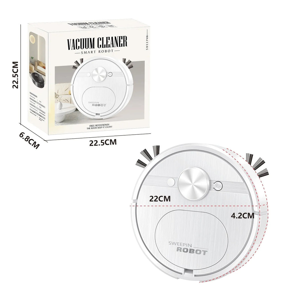 Black or white robot vacuum cleaner and mop with USB charging cable and accessories