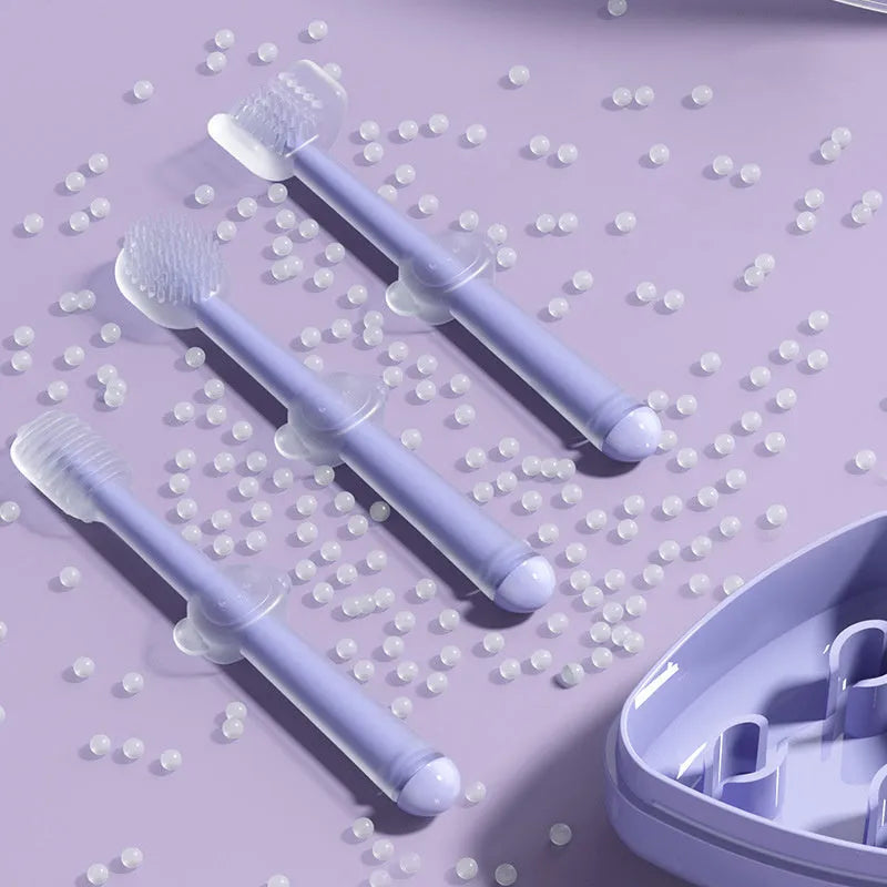Blue silicone finger pet toothbrush for cleaning dog and cat teeth