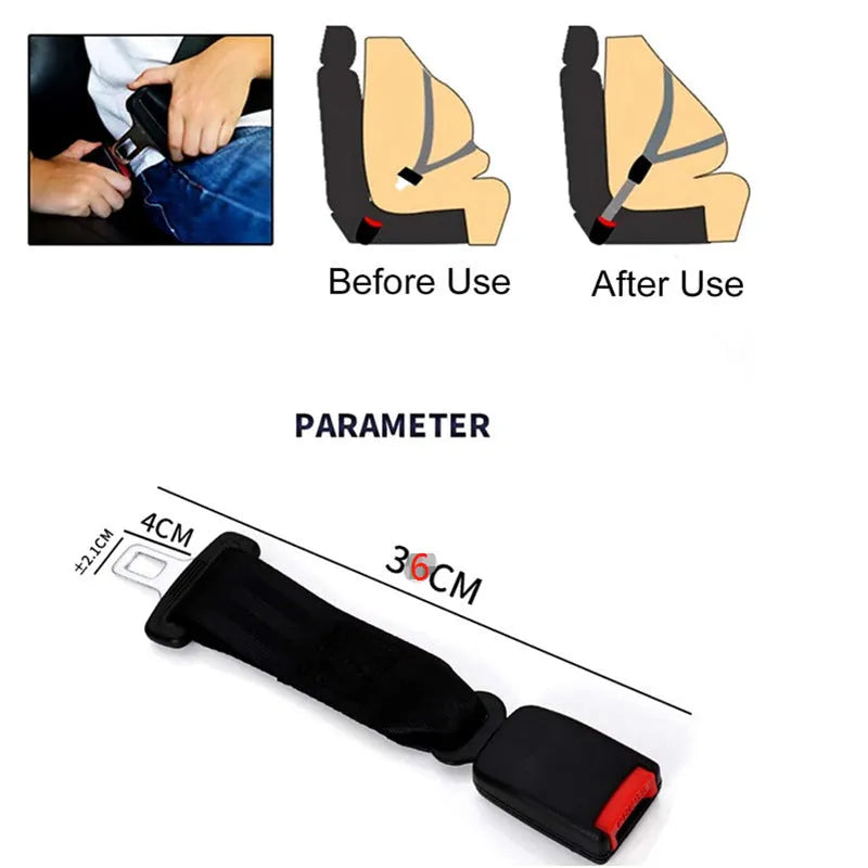 36cm black ribbon car seat belt extender for 21mm belt inserts