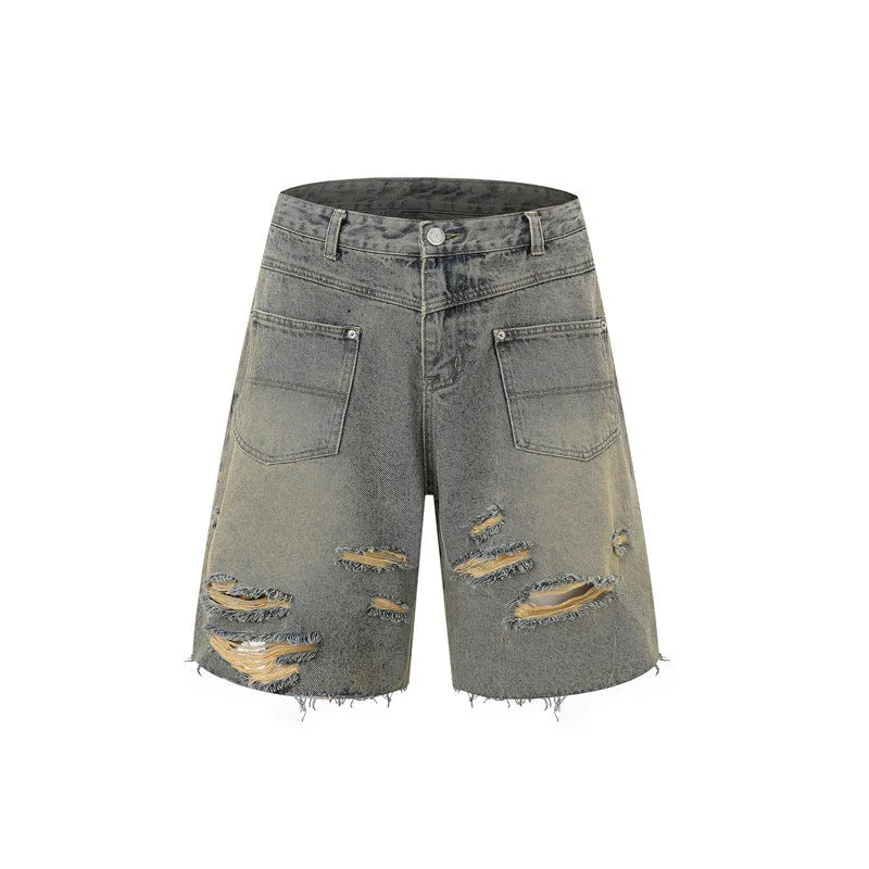 Denim overall suit matching set with short sleeve top and trousers in street style design