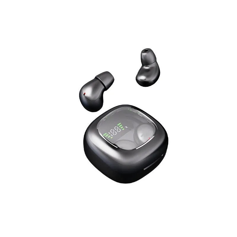 Wireless Bluetooth headset with digital display power indicator in black colour