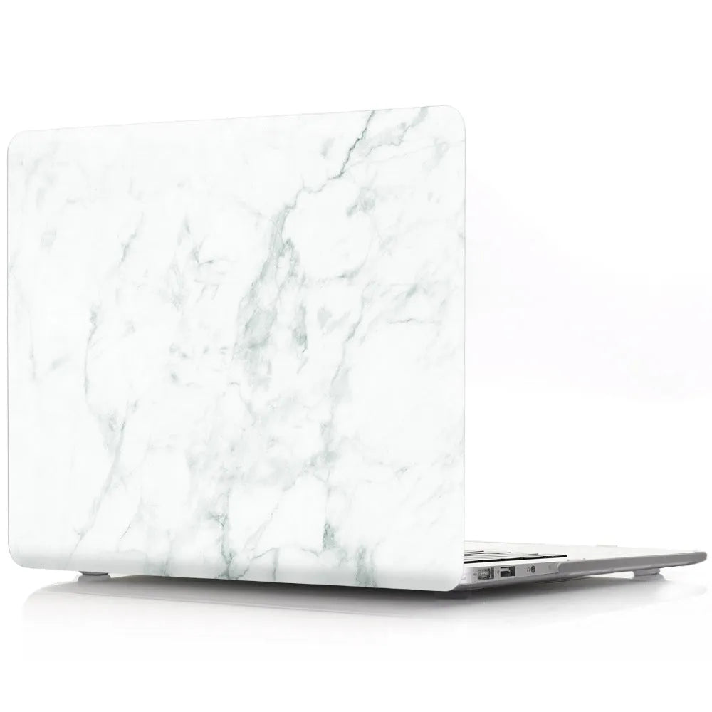 Marble pattern plastic hard case on a MacBook laptop in various colour options