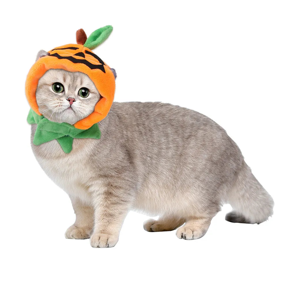 Halloween pumpkin design pet cloak for dogs and cats in plush fabric with double-sided construction