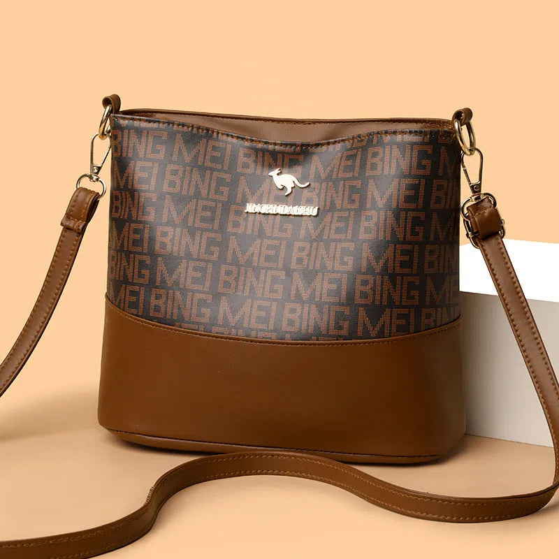 Brown retro messenger bag with multiple compartments and urban simplicity style
