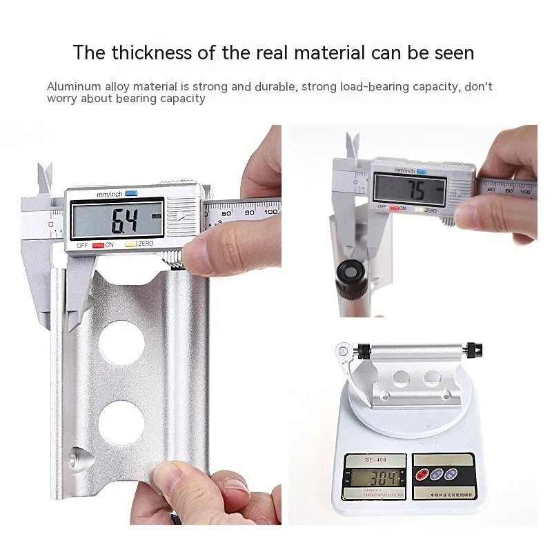 Silver metal quick release fixing clip for bicycle front fork on a white background