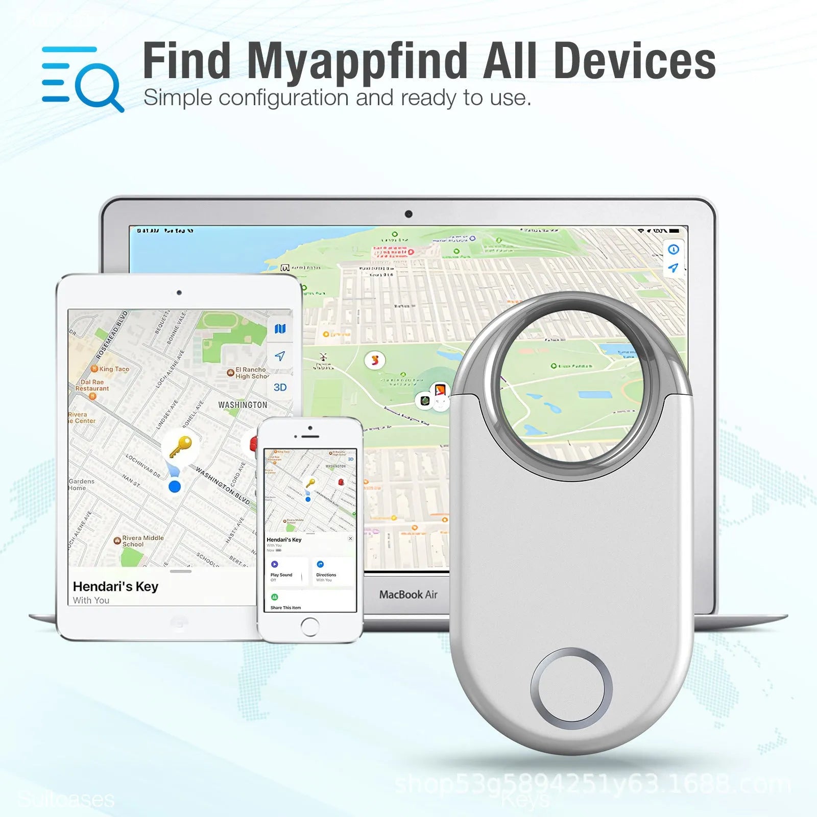 Black and white anti-lost tracking device measuring 55.1mm with unlimited GPS positioning