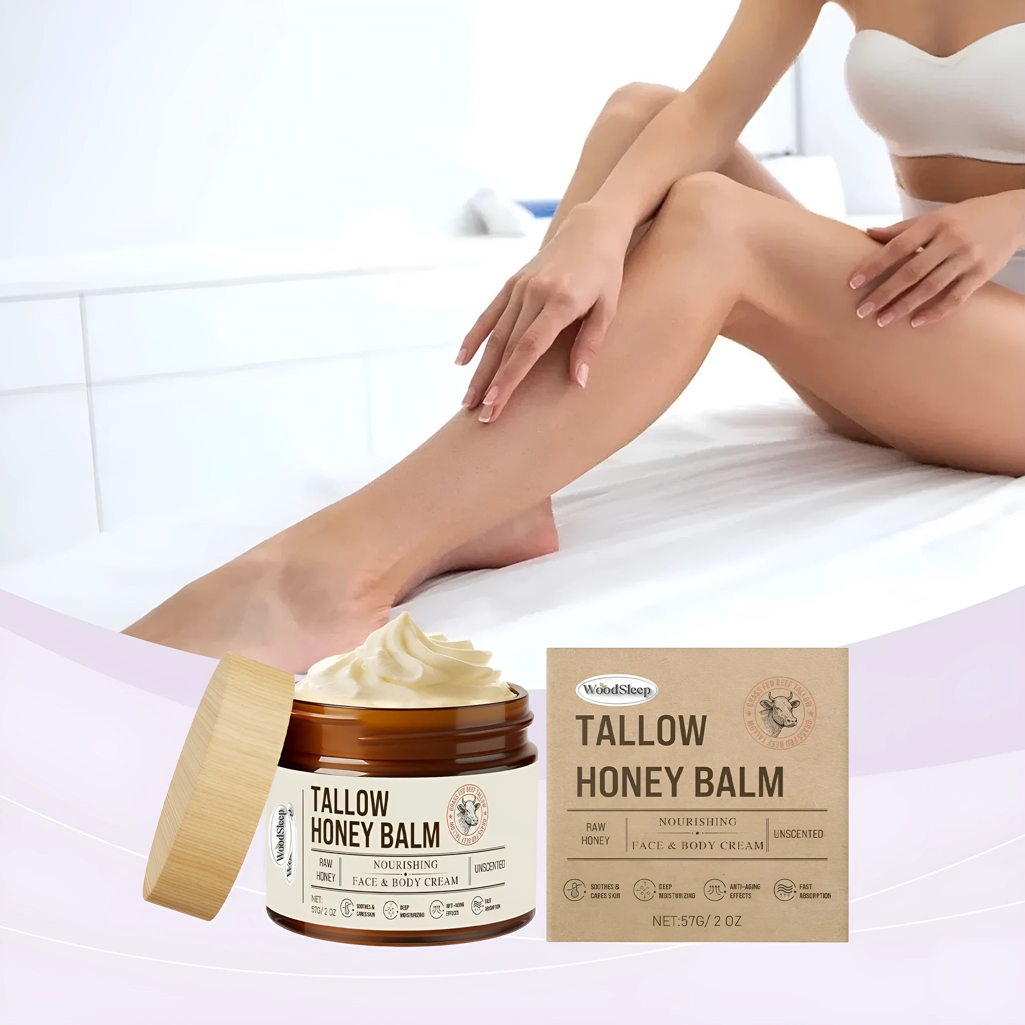 Jar of Tallow Honey Skin Repair Moisturising Cream, 57g net content.