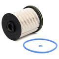 Diesel fuel filter element with gasket for Vauxhall and Opel Astra models showing 106mm height