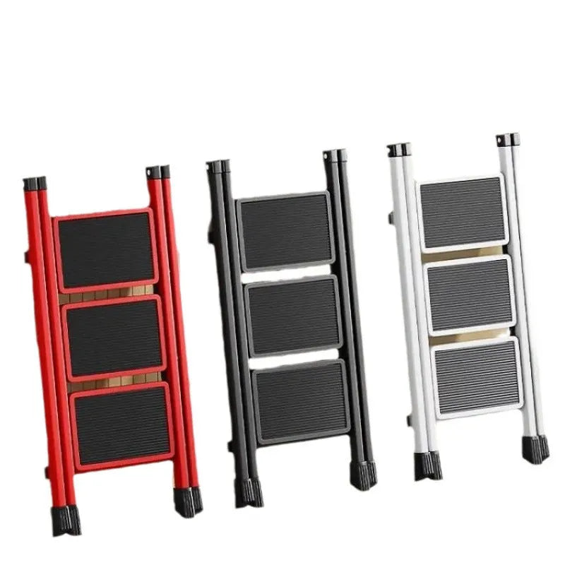Household folding telescopic ladder lightweight alloy four-step black colour