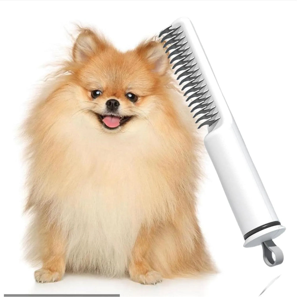 Stainless steel dog dematting comb with comfortable handle, 18.8cm length, pink colour option