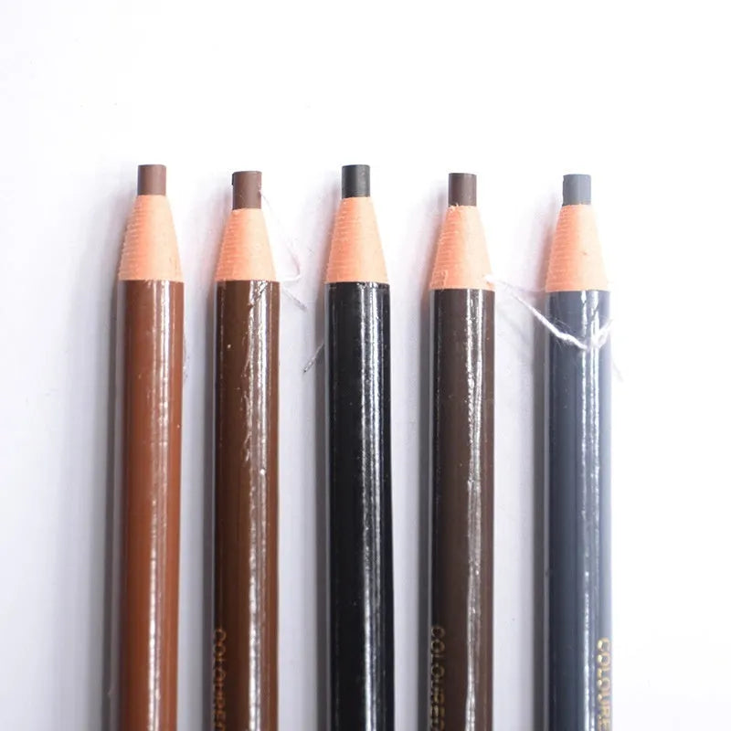 Brown microblading eyebrow pen 2.8G with soft coloured paper roll, crayon core, and protective cap