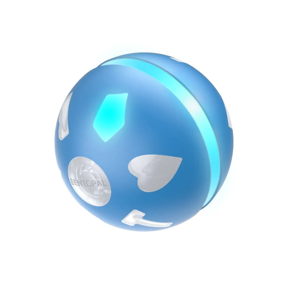 Blue smart electric pet ball with automatic induction, USB rechargeable, 7.2 cm size, for small dogs and cats